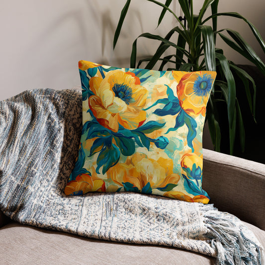 Sunlit Blossom Elegance - Premium Pillow