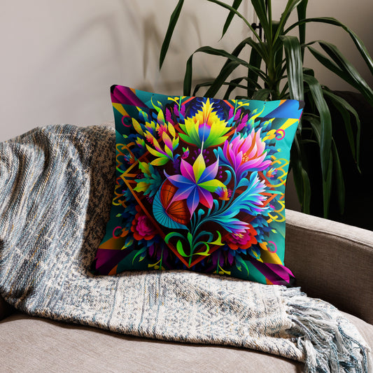 Geometric Flowers - Premium Pillow