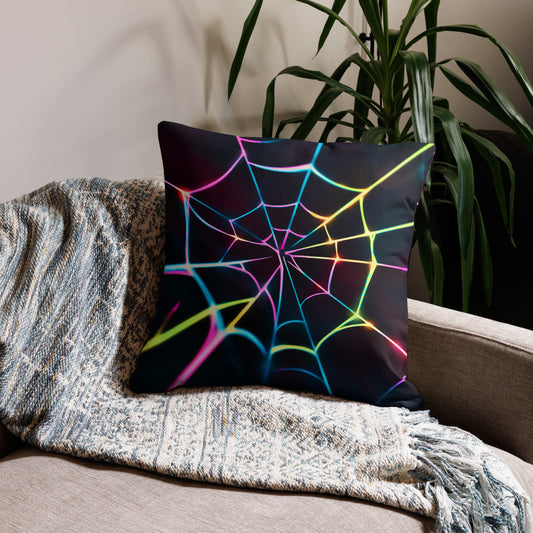 Neon Web of Connection - Premium Pillow