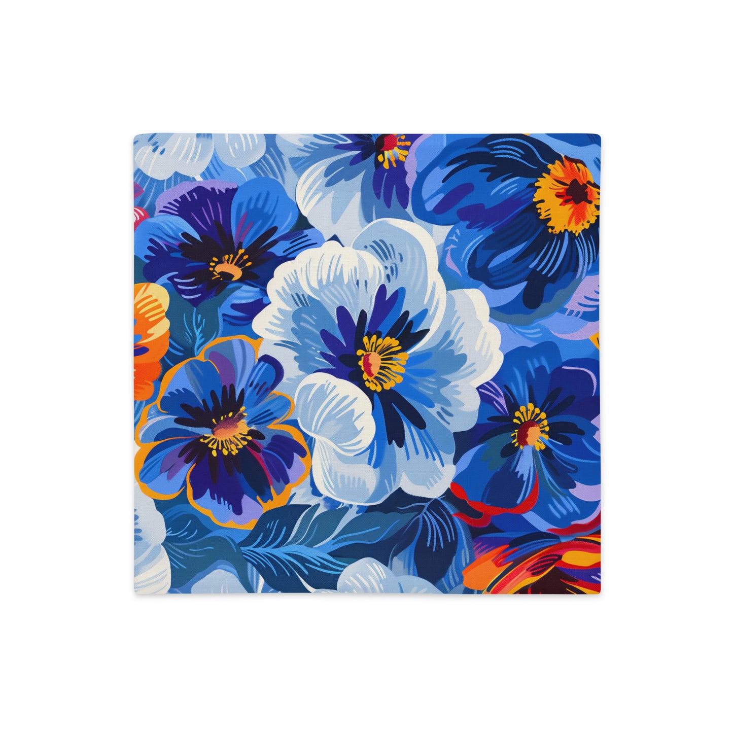 Azure Bloom - Premium Pillow Case