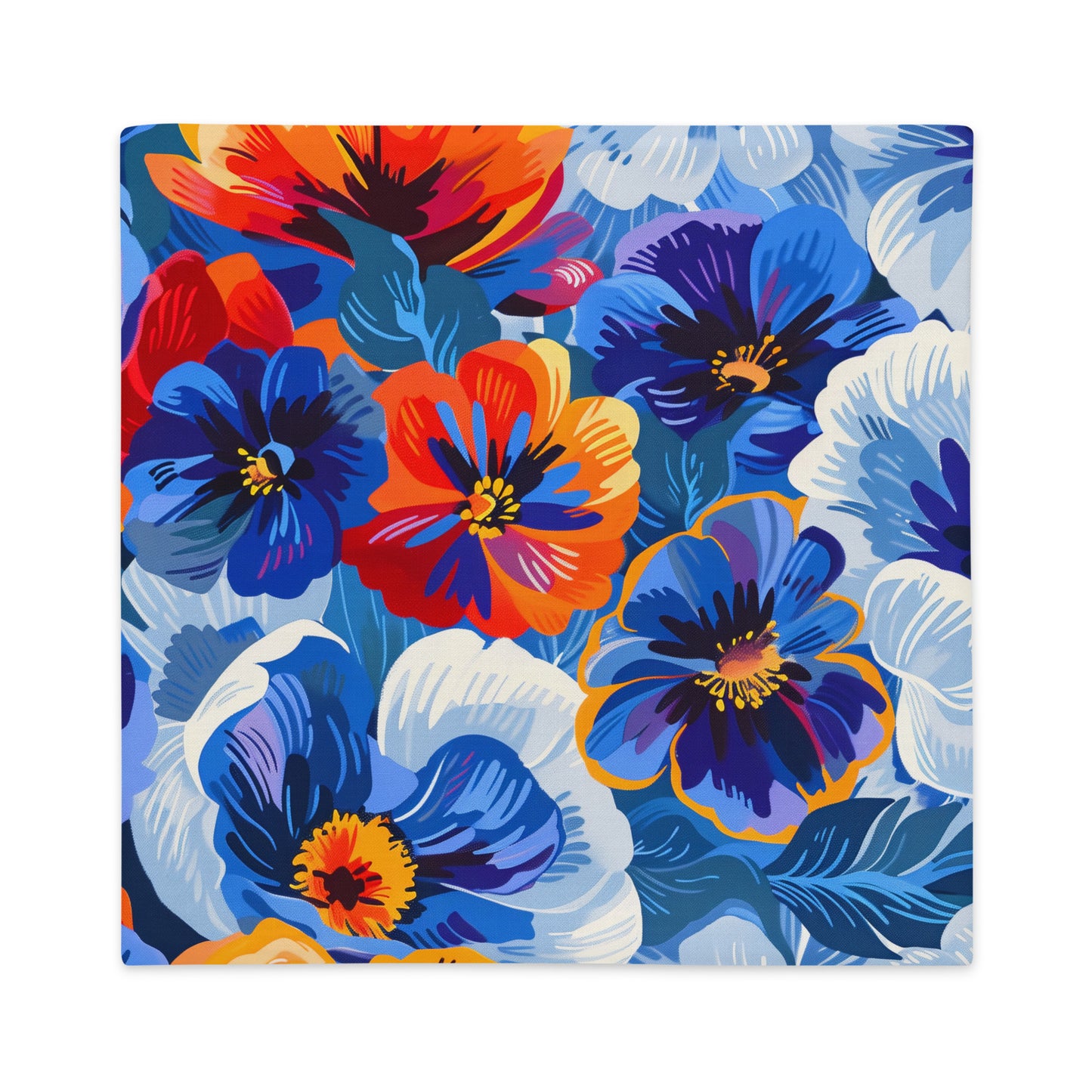 Azure Bloom - Premium Pillow Case