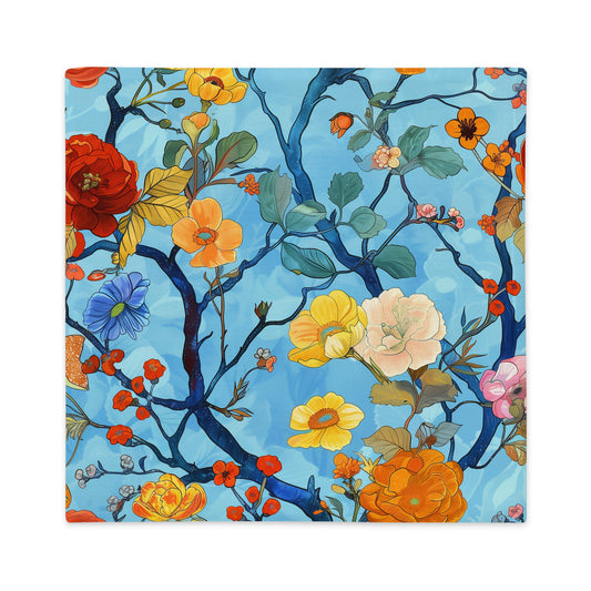 Blossoming Blues - Premium Pillow Case