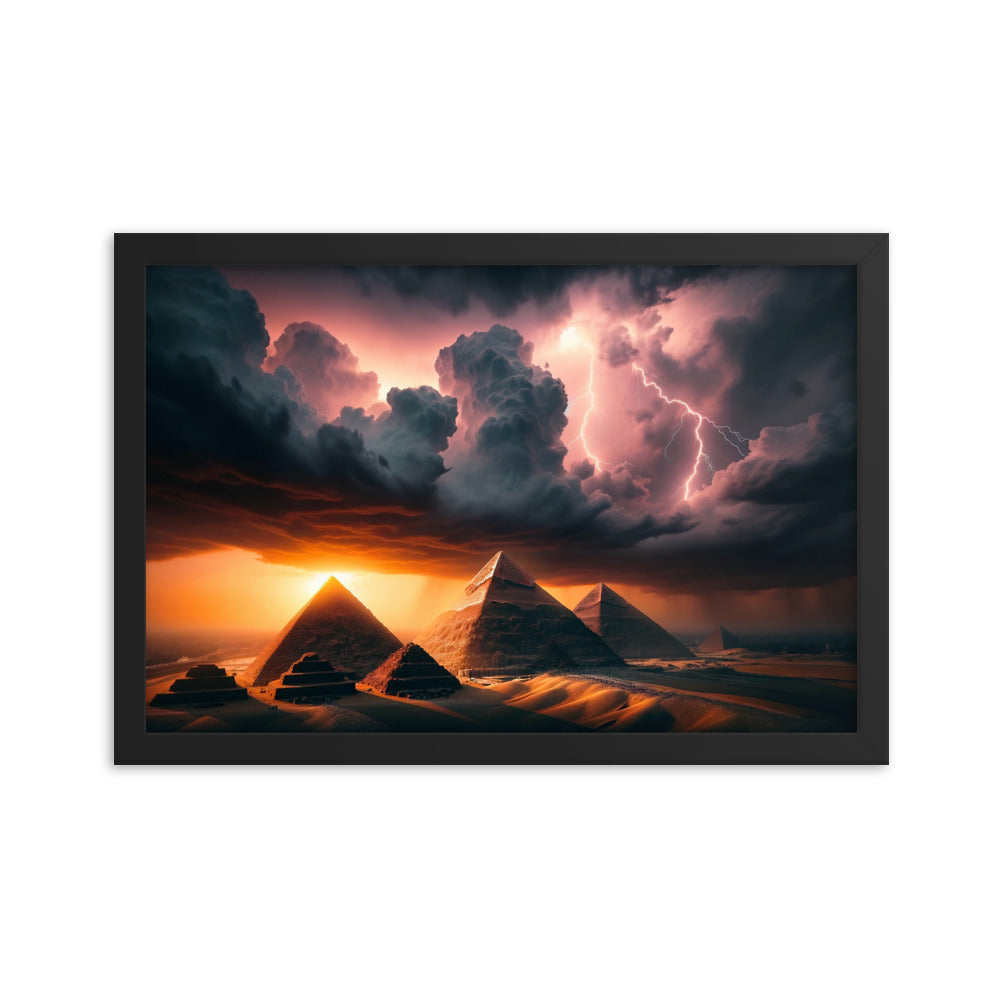 Divine Contrasts on the eternal Pyramids - HQ Framed Poster