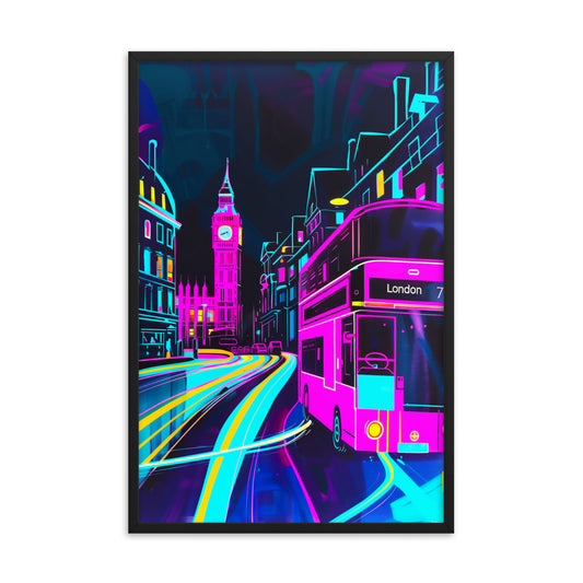 Neon Nights in London - HQ Framed poster