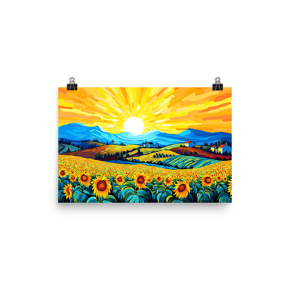 Sun and Sunflowers - HQ Matte Poster