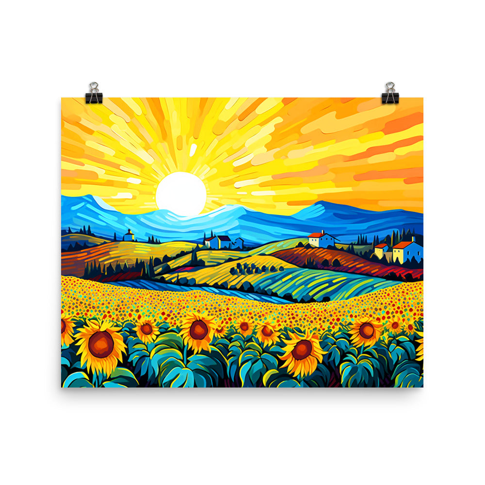 Sun and Sunflowers - HQ Matte Poster