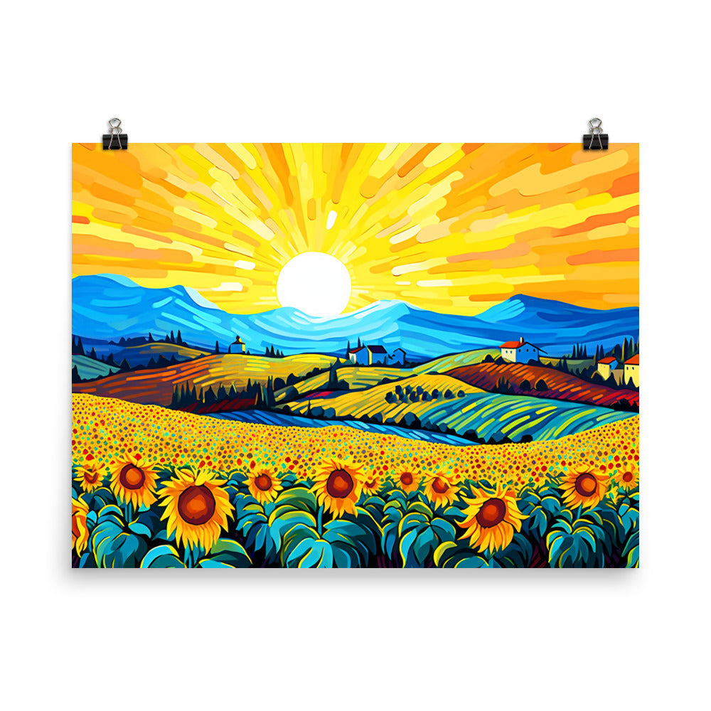 Sun and Sunflowers - HQ Matte Poster