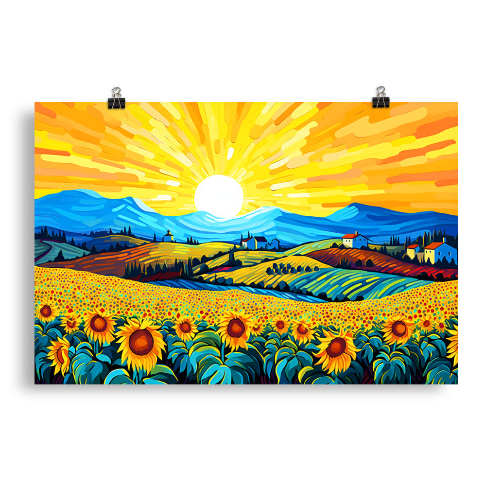 Sun and Sunflowers - HQ Matte Poster