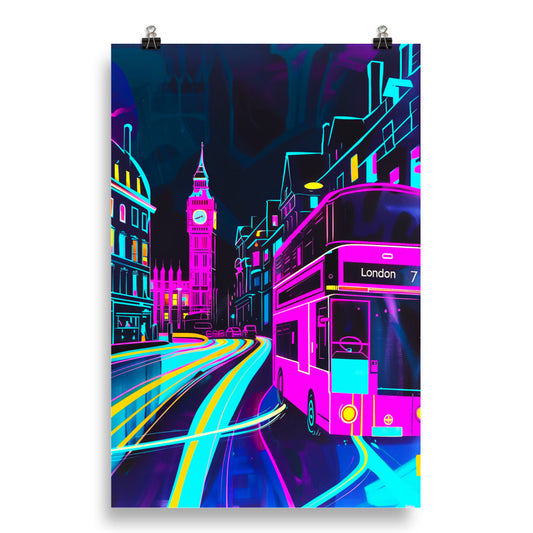 Neon Nights in London - HQ Matte Poster