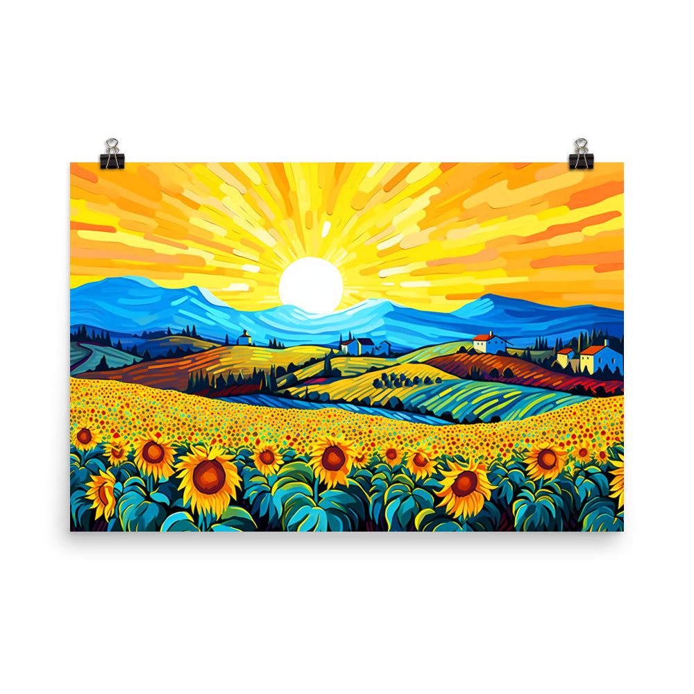 Sun and Sunflowers - HQ Matte Poster